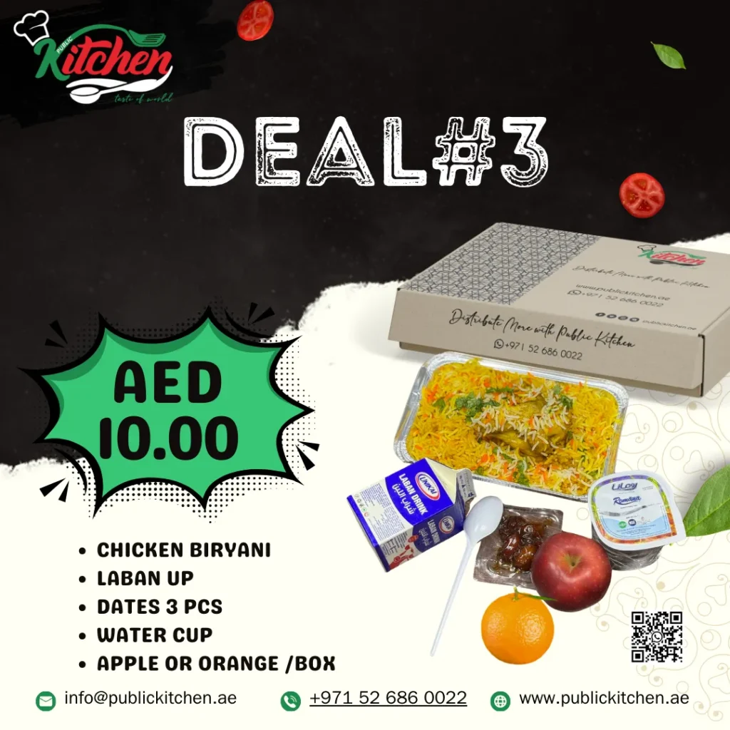 Ramadal Deal #3: Public Kitchen Special Chicken Biryani + Cold Drink (Coke), Free Iftar in Dubai