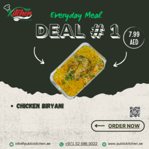 Everyday Deal 1: Chicken Biryani @7.99 AED <br> packing in polythene bag