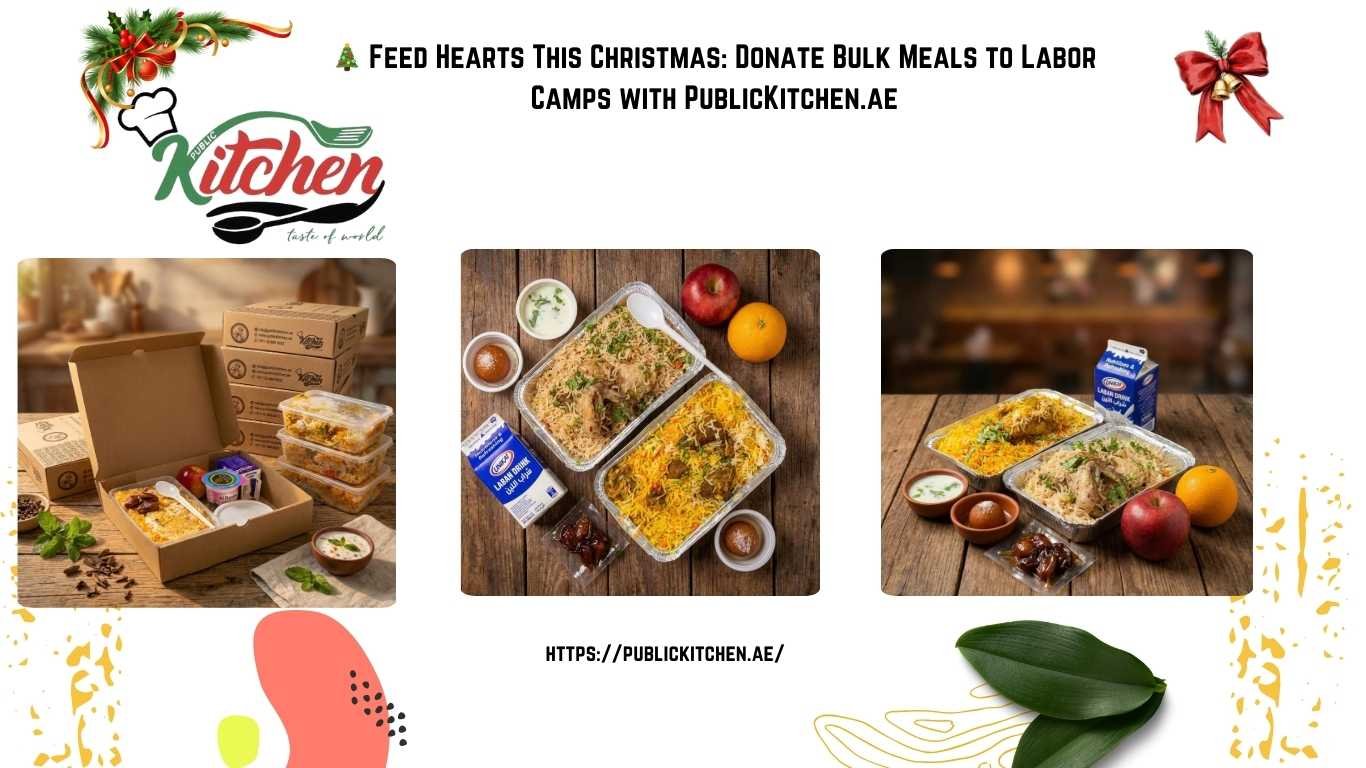 Volunteers delivering bulk meals from PublicKitchen.ae to workers at a labor camp in UAE