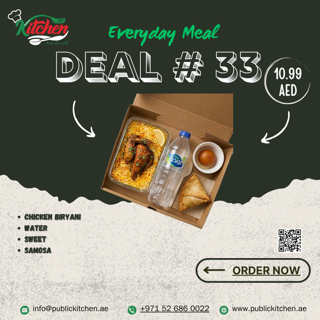 Everyday Deal 33: Chicken Biryani with Sweet @10.99 AED <br> Packing in cartoon box